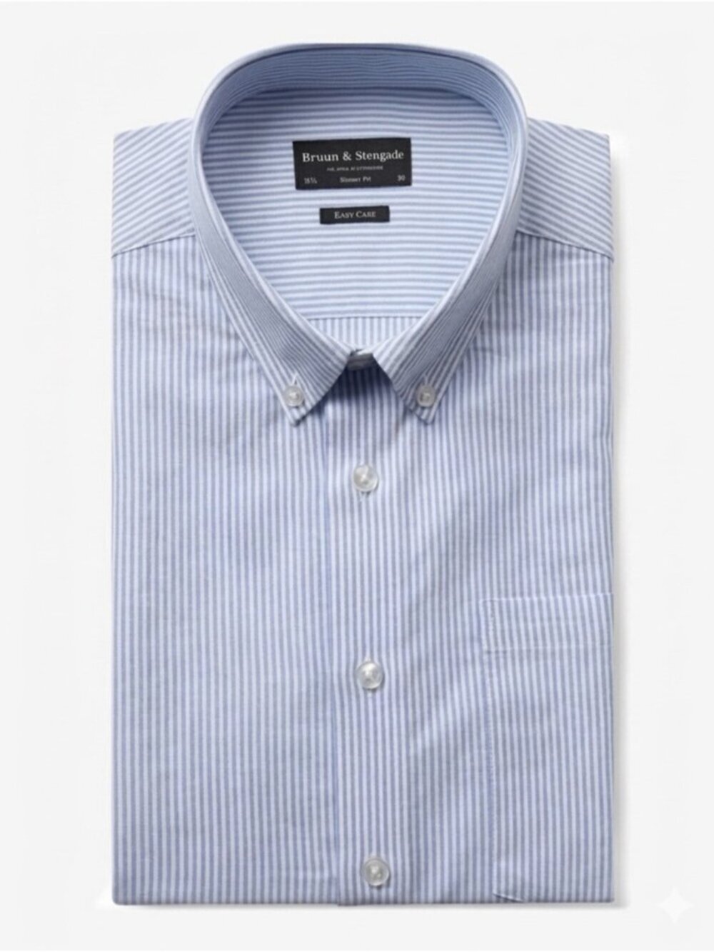 Bruun & Stengade Striped Dress Shirt Size 38 Neck 15 Blue White